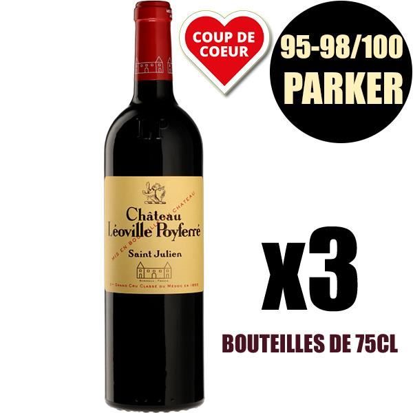X3 Château Léoville Poyferré 2016 75 cl AOC Saint-Julien 2ème Cru Classé Vin Rouge