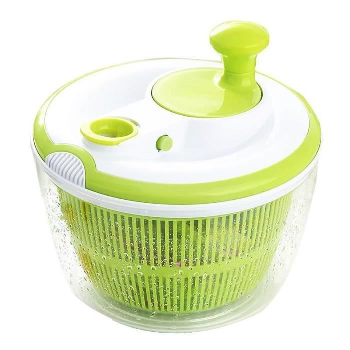 Essoreuse à Salade Grande, mixeur à salade grande capacité 5L, rotation efficace, mixeur à salade / plastique vert