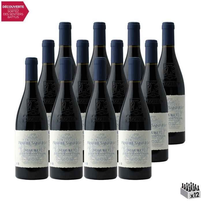 Côtes du Rhône Villages Séguret Rouge 2019 - Lot de 12x75cl - Domaine du Prieuré Saint-Just - Vin AOC Rouge de la Vallée du Rhône