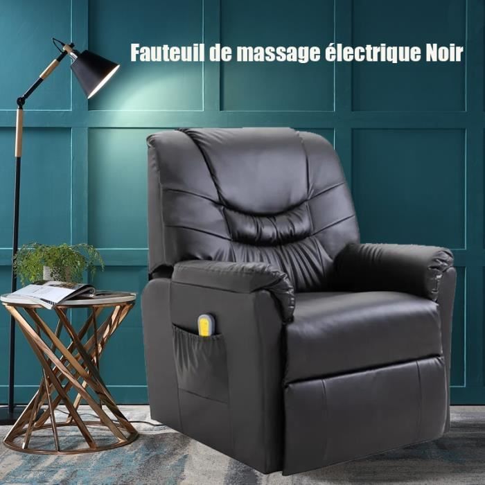 Fauteuil de massage électrique relax Noir Similicuir -RUR