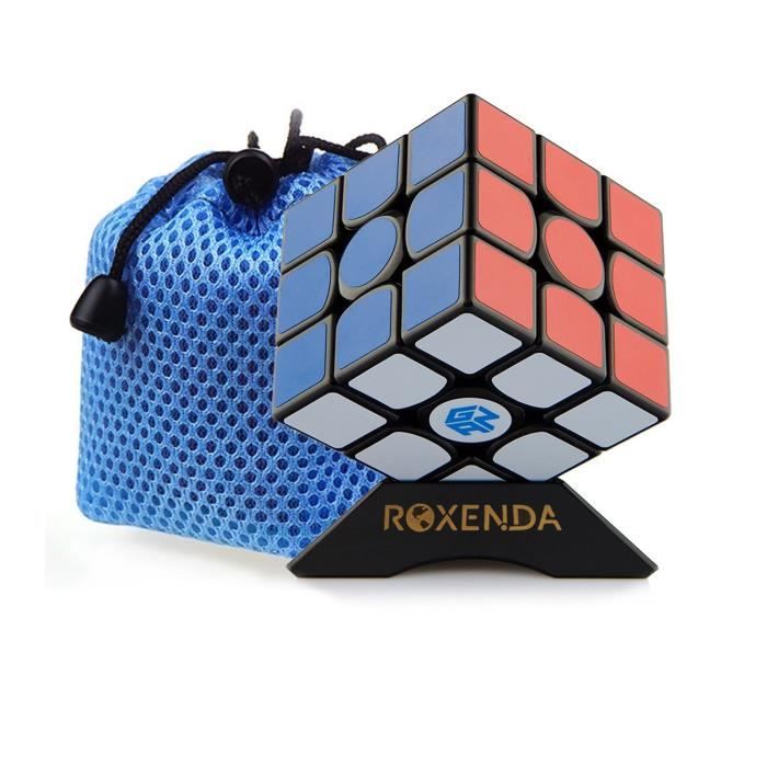 Roxenda Gan 356 Air Master 3x3 Lisser Magic Cube Ganspuzzle Speed Cube Puzzles Noir avec Cube Stand and Bag