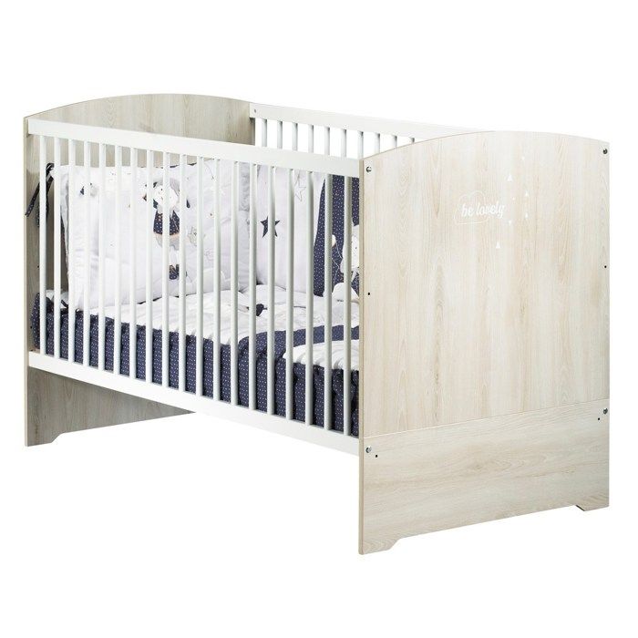 BABYPRICE Lit Bébé Évolutif Little Big Bed Smile Hêtre Cendré 140x70 cm