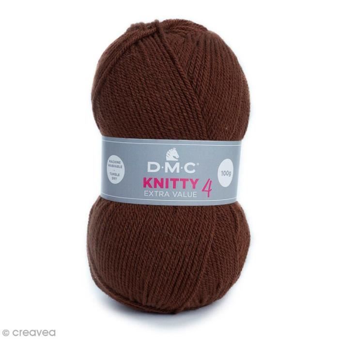 Laine Knitty 4 DMC - 100 g Laine Acrylique Knitty 4, de DMC :Coloris: Marron 947Matière : 100 % acrylique Poids : 100 g Longueur :