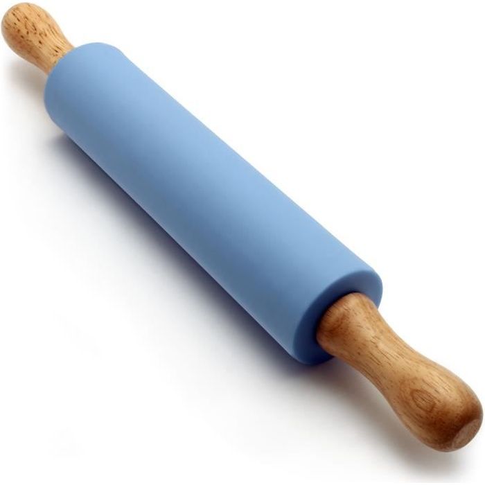 igadgitz Home U6757 Rouleau Patisserie Silicone Anti Adhésif pour Pâtes Artisanales, Pâte à Sucre etc. – Bleu, 30cm