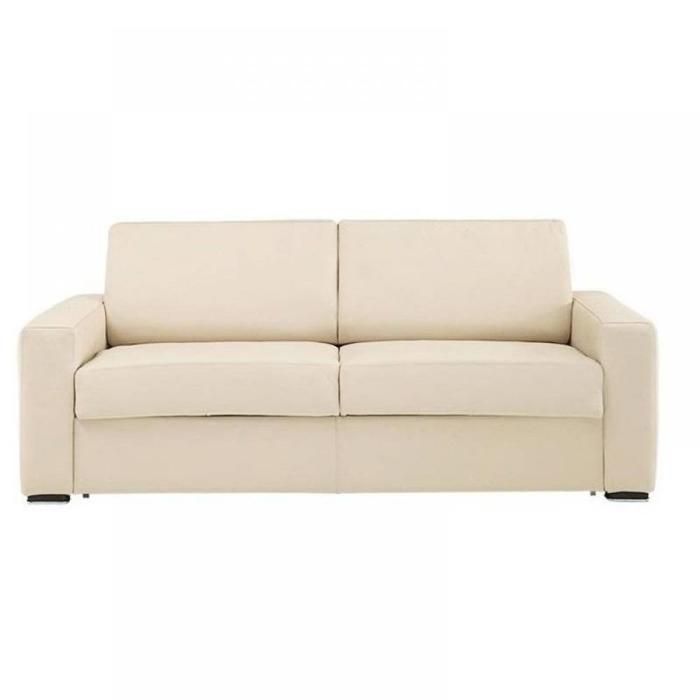 Canapé convertible EXPRESS 120cm DREAMER polyuréthane beige,. matelas 16 cm ecru Cuir Inside75