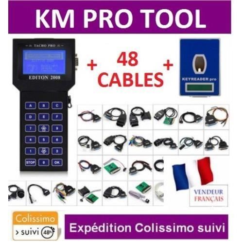 VALISE TACHO 2008 PRO TOOL OBD2 + REPROGRAMMATION CLE + 48 CABLES - KILOMETRE