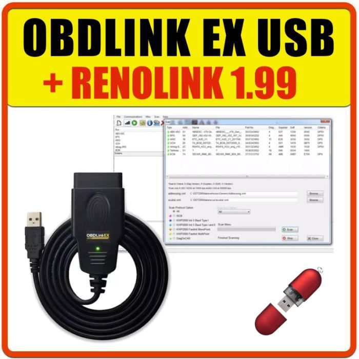 Valise Diagnostic Pro - OBD Link EX USB V1.99 pour Renault & Dacia MULTIDIAG DDT 2000 DDT2000
