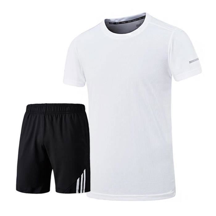 Ensemble de Sport T-shirt et Short Homme Tee Shirt Manches Courtes Vêtement Séchage Rapide