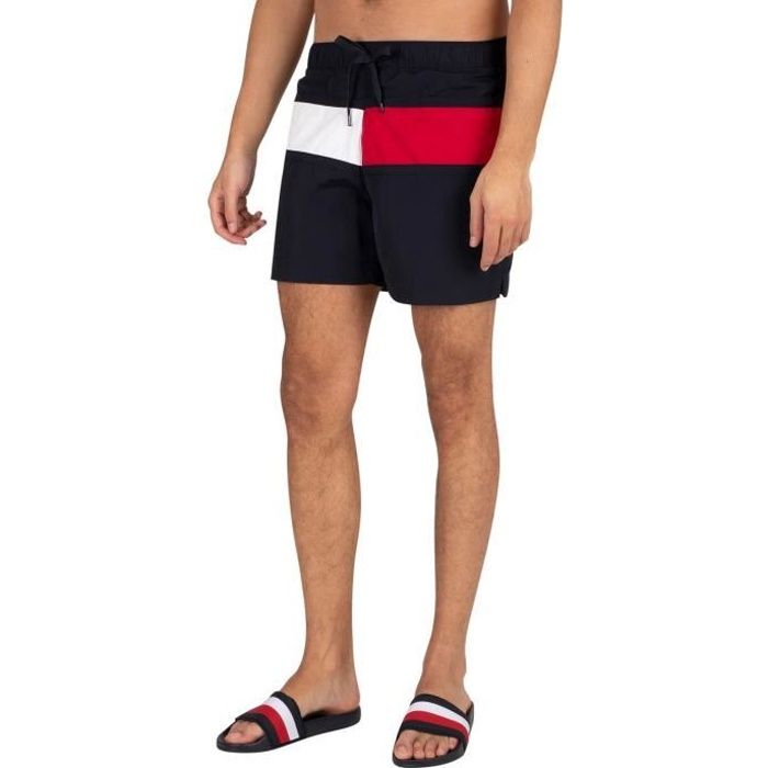 Tommy Hilfiger Pour des hommes Short de bain régulier à cordon de serrage moyen, Bleu
