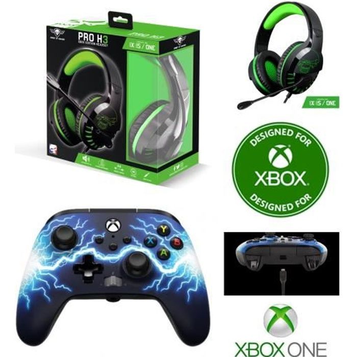 Pack Manette XBOX ONE-S-X-PC ARC LIGHTNING EDITION Officielle + Casque Gamer PRO H3 SPIRIT OF GAMER XBOX ONE/S/X/PC