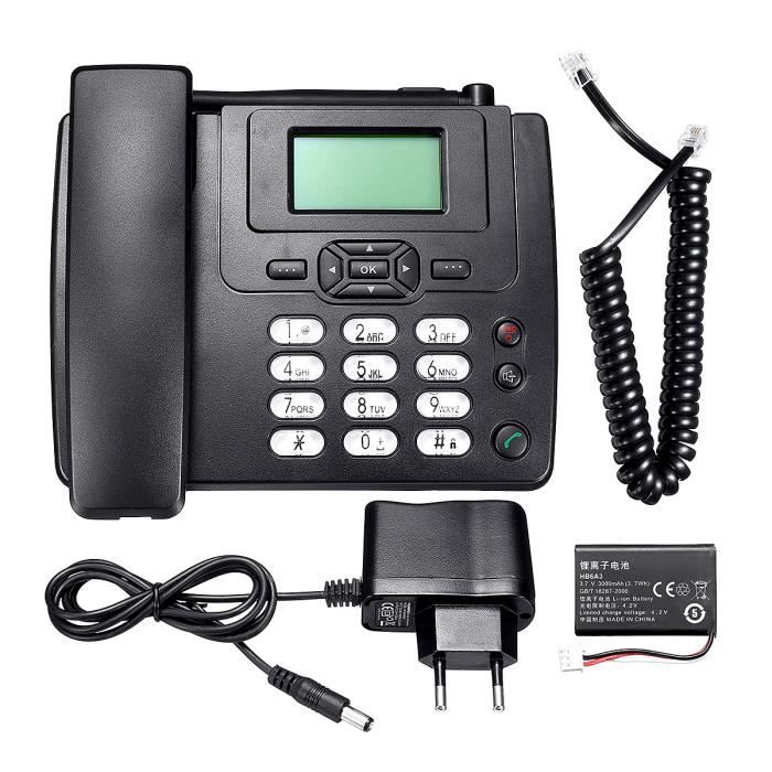 TEMPSA Téléphone sans Fil de Bureau GSM Téléphone Fixe Support Carte SIM pour Maison PRISE EU