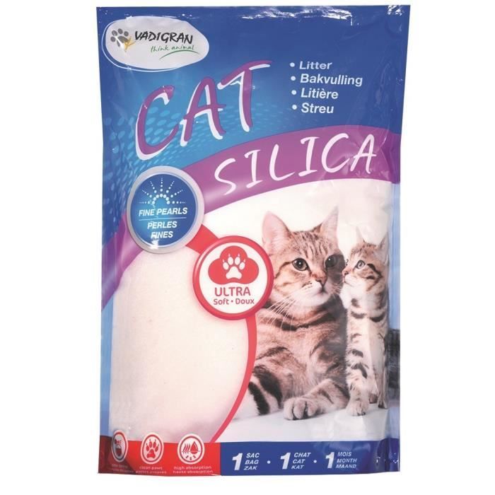 VADIGRAN Litière Silica Perles Fines 2kg 5L - Pour chat