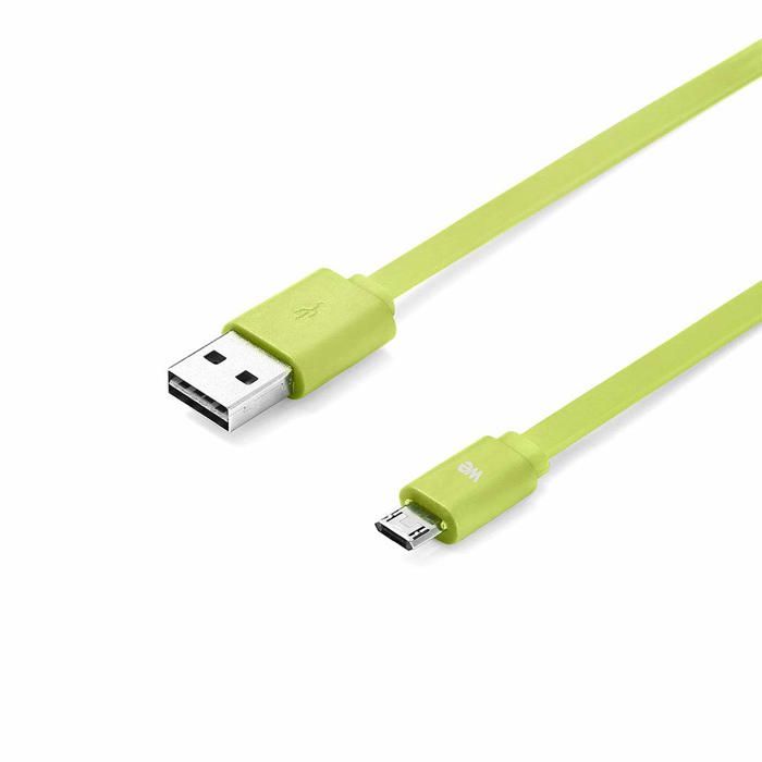 Câble USB/micro USB plat réversible 1m vert Vert