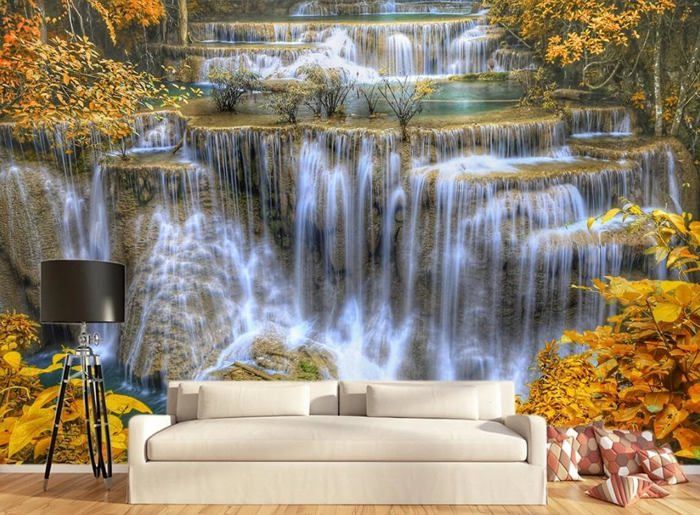 Papier Peint Panoramique Paysage De Cascade Papier Peint 3D Tapisserie ...