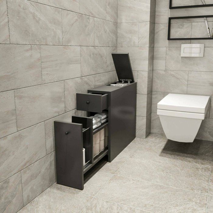 Meuble sous lavabo Dmagon - Dmora - Melaminè - Anthracite 20x60h55 cm Meuble sous lavabo Dmagon - Dmora - Melaminè - Anthracite 20x60h55 cm