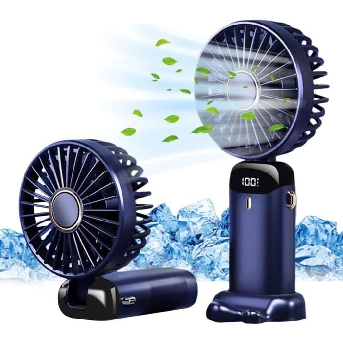 Ventilateur de Bureau - LARGEIGHT - Mini Ventilateur USB - 5 Vitesses - Pliable - Couleur Bleu Foncé - Largeight