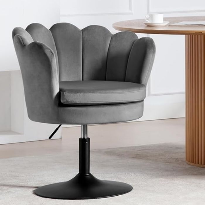 WOLTU Chaise Pivotante - Forme de Fleur - Fauteuil de Coiffeuse - Hauteur Réglable - Gris foncé