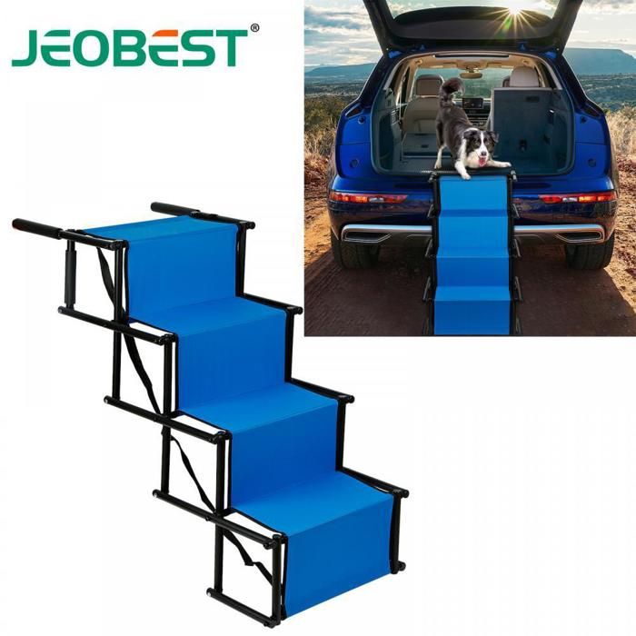 Meilleurs prix pour JEOBEST 139*45*56-76cm - Escalier pour Chien - Capacité de Charge 75kg - Rampe de Voiture pour Chien et Chat - Pliable - 4 Marches