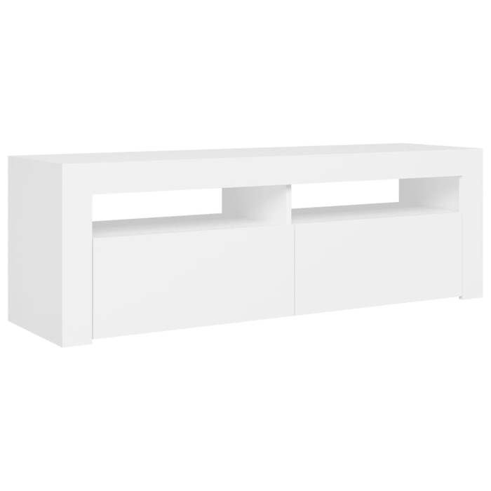 Meuble TV - Banc TV - Table TV - avec lumières LED - Blanc - 120x35x40 cm - T153