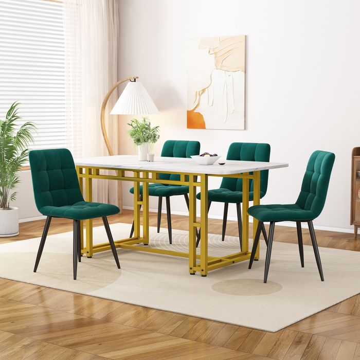 Deuxième génération épaissie et accueillante couleur 120x70cm or table à manger avec 4 chaises cuisine moderne table à manger
