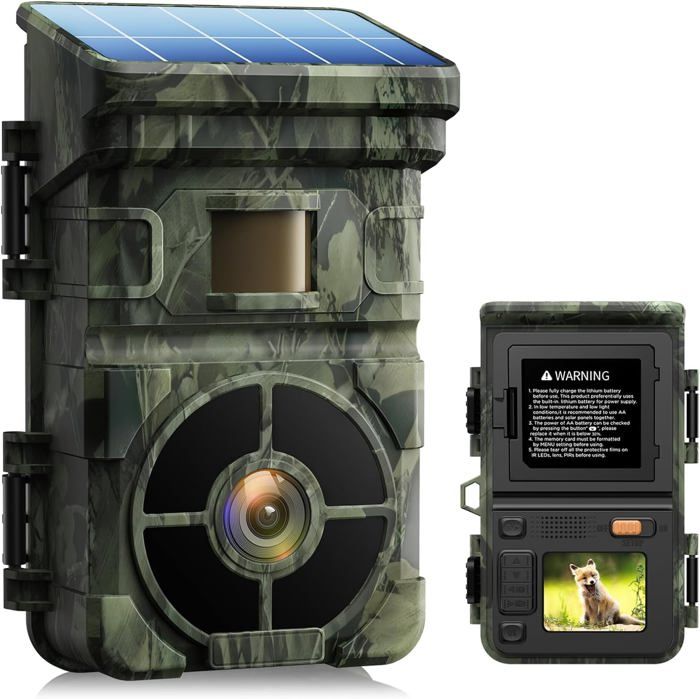 Camera de Chasse Solaire 24MP 1080P 2500mAh Batterie Intégrée Rechargeable IP66