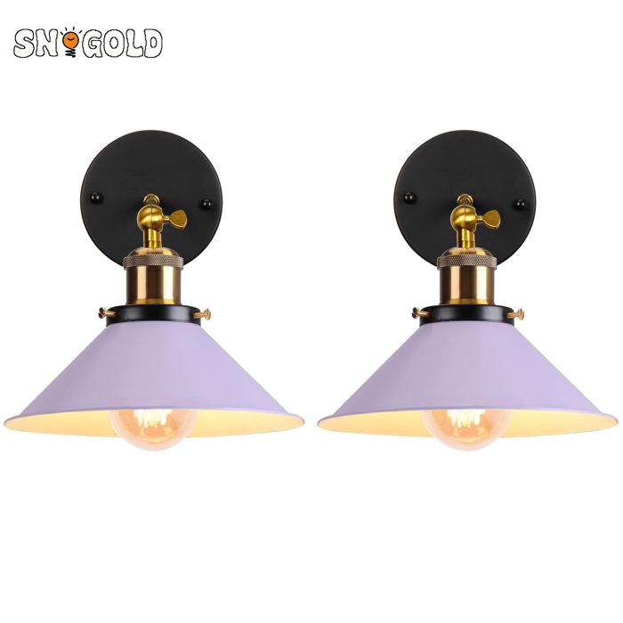SNOGOLD 2X Applique Murale Rétro Abat-jour Ø22cm Violet en Forme de Parapluie E27 Luminaire en Métal Vintage Plafonnier pour