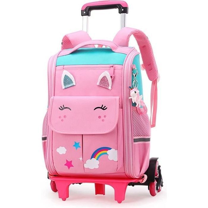 Sac Dos pour Enfant Cartable a roulettes Garon Fille Sac Scolaire Roulette Monter des Escaliers Sac cole CARTABLE