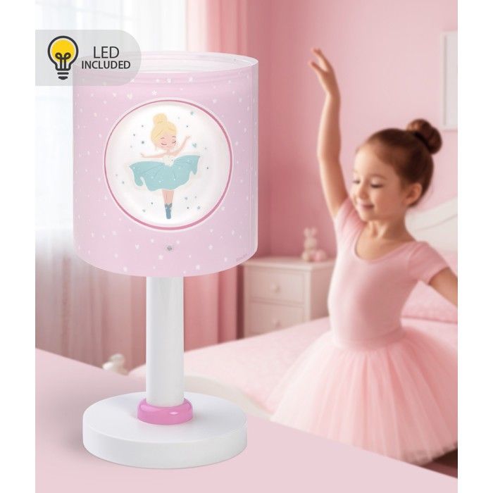 DALBER Lampe de chevet LED enfant Princess Dance rose – veilleuse lumière blanc chaud