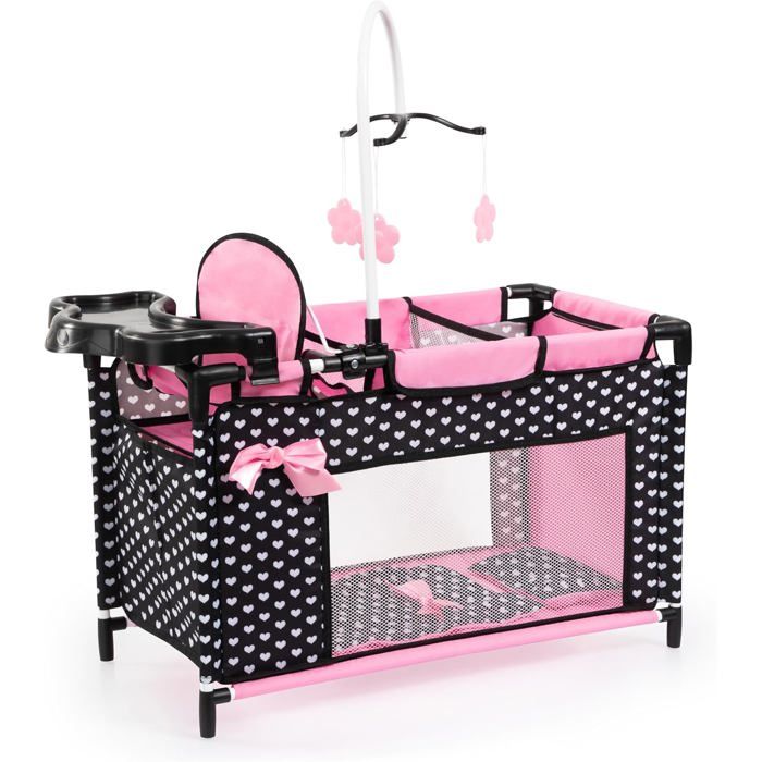 Lit de poupée - BAYER DESIGN - 62660AA - Noir - Rose - Chaise Haute et Table à Langer