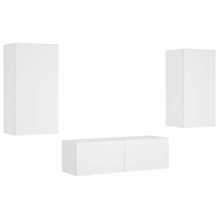 ABBO-SALE*Cabinet TV - Armoire de téléviseur - muraux 3 pcs avec éclairage LED - blanc SOL338904 ABBO-SALE*Cabinet TV - Armoire de téléviseur - muraux 3 pcs avec éclairage LED - blanc SOL338904