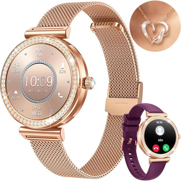 Montre connectée femme-KAL-Femme 1.27 Appel IP68 Cardio/Sommeil Podomètre Sport pour Android/iOS