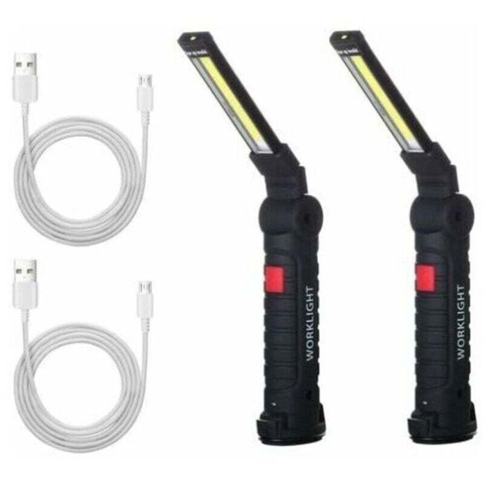 2 X Lampe De Travail Cob Baladeuse Led Rechargeable Lampe Atelier Cob Torche Lampe De Poche Lampe De Travail Baladeuse Led Avec Ba