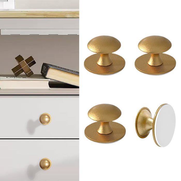 Lot de 4 boutons autocollants en acier inoxydable doré - Boutons darmoire autocollants pour tiroirs porte de douche armoire miroir