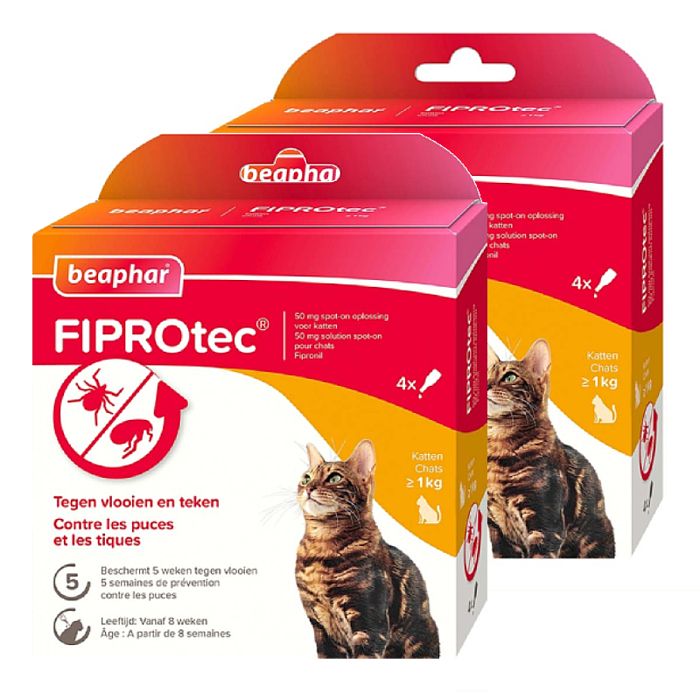 Meilleurs prix pour BEAPHAR Lot de 2 Boite FIPROtec 50 mg solution spot-on pour chats x4