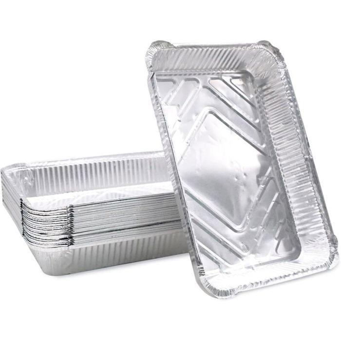 Lot de 20 plateaux de cuisson jetables en aluminium pour barbecue à gaz charbon de bois et four 315 x 215 x 5 cm