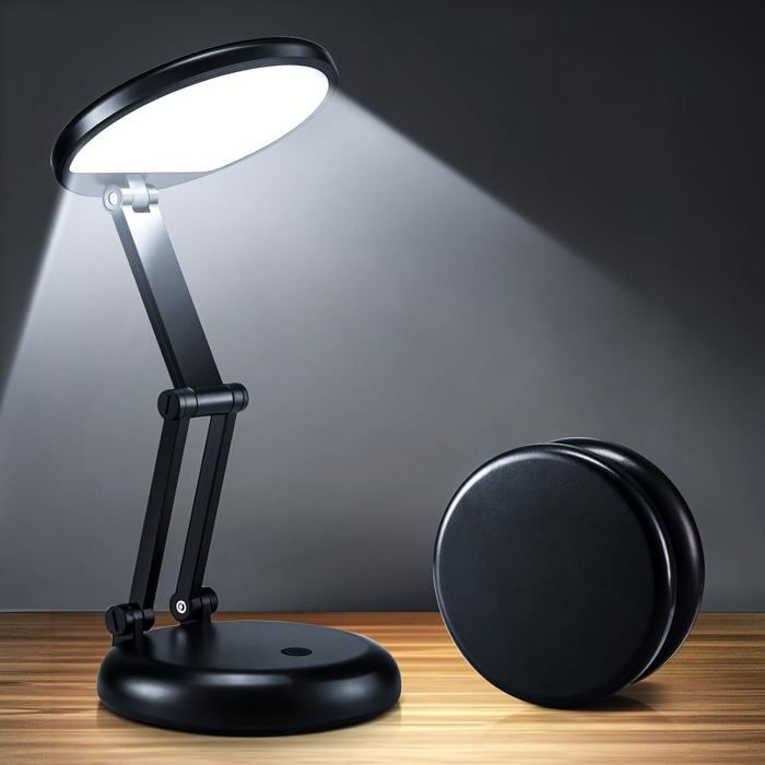 Lampe de bureau LED rechargeable sans fil pliable - 3600 mAh 9 luminosités dimmable portable