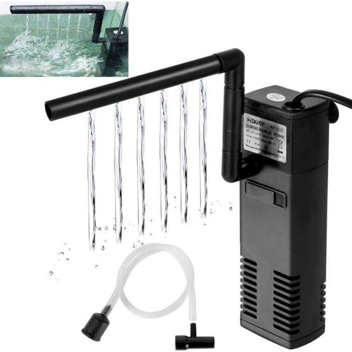 Filtre Intérieur pour Aquarium 20L-60L 4W 600L/H Réglable Pompe Filtre Interne avec Éponges Filtrantes pour Aquarium