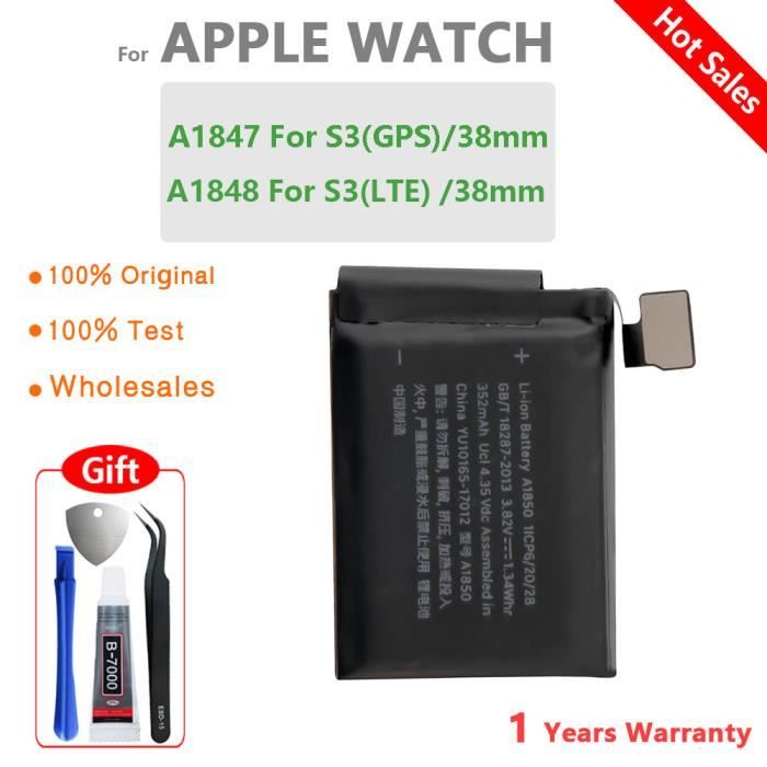 S3 38mm GPS Batterie De Remplacement Pour Apple Watch S rie 1 2