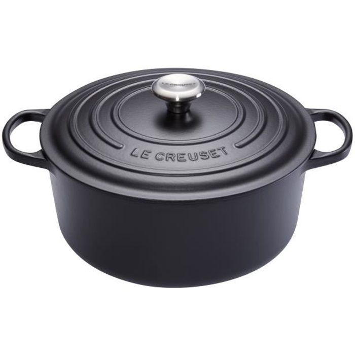 Cocotte - Le Creuset - Fonte Émaillée - 30cm - Noir Mat - Couvercle Hermétique