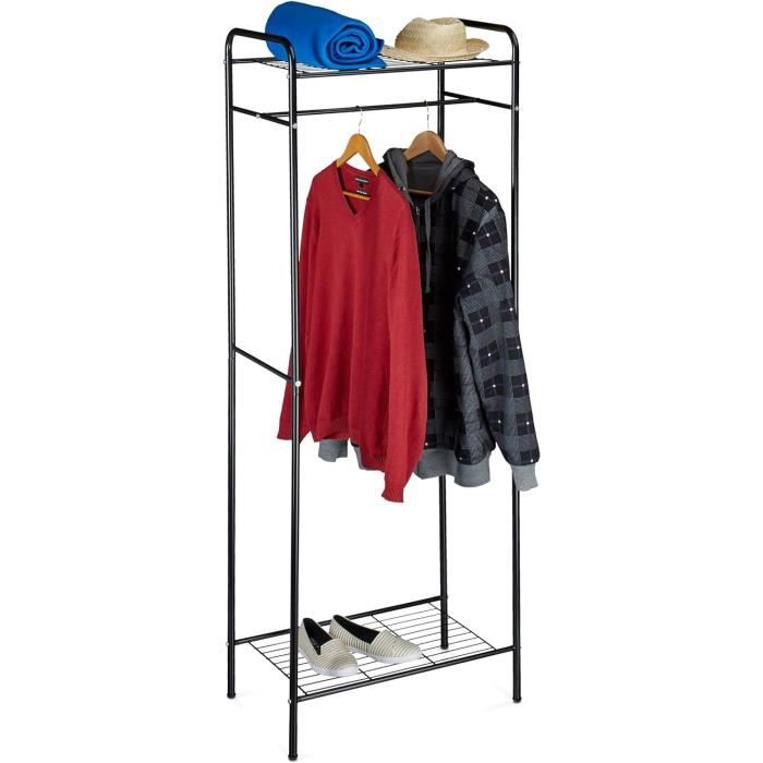 Étagère de stockage à six niveaux avec deux rails pour vêtements
