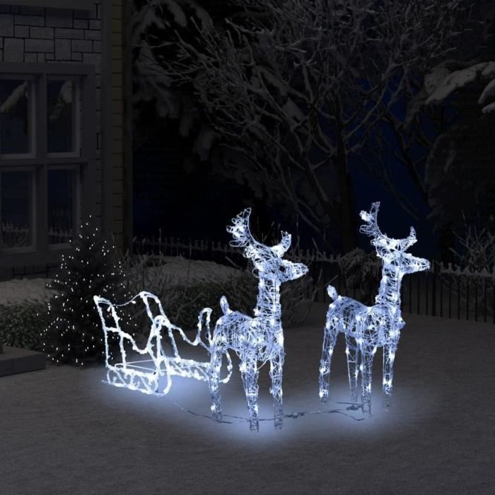 Renne De Noël Lumineux Outsunny - Décoration Extérieur Jardin Avec 137 LED Blanc Chaud