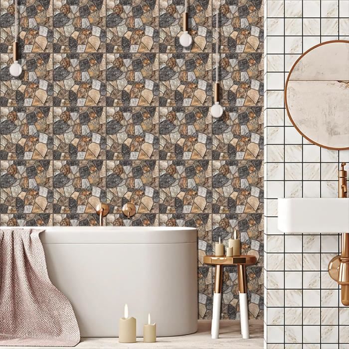 Dalle Pvc Adhesive Murale 15X15 La Pierre Stickers Cuisine Stickers