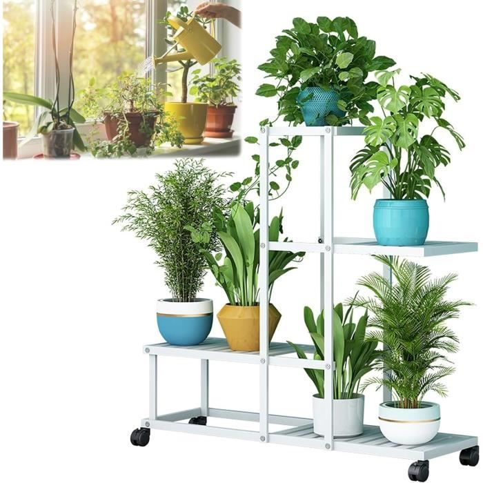 Étagère à Fleurs Métal 7 Niveaux En Demi-lune - Porte Plantes Design Multicouleur