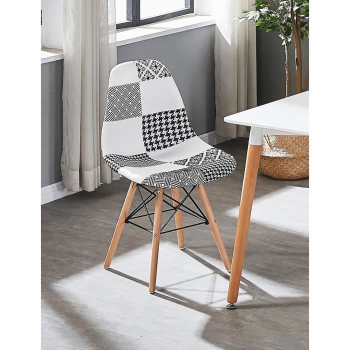 Chaise Scandinave En Tissu Patchwork Et Metal Noir Noir Blanc Achat Vente Chaise Cdiscount