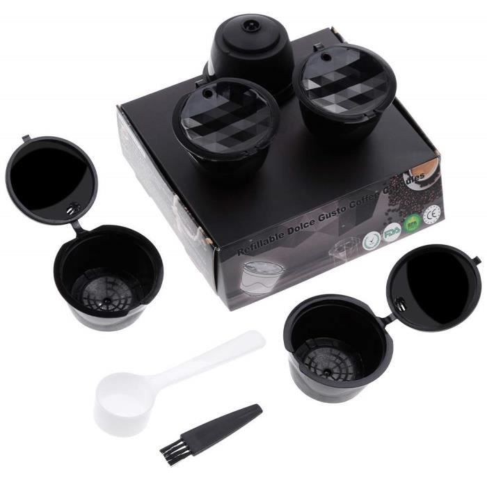 3 Capsules Café Réutilisables Pour Dolce Gusto - Filtres Rechargeables, Avec Cuillère Et Brosse - PP Alimentaire