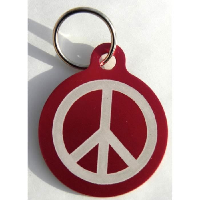 1 MÉDAILLE gravée pour chien PEACE AND LOVE personnalisée
