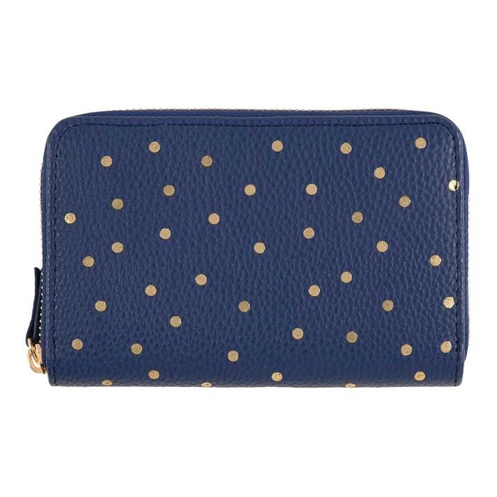 Porte-chéquier En Cuir Pliable Bleu AKSHIDE - Format M, Fermeture Secure, Dimensions 21x9cm - 1