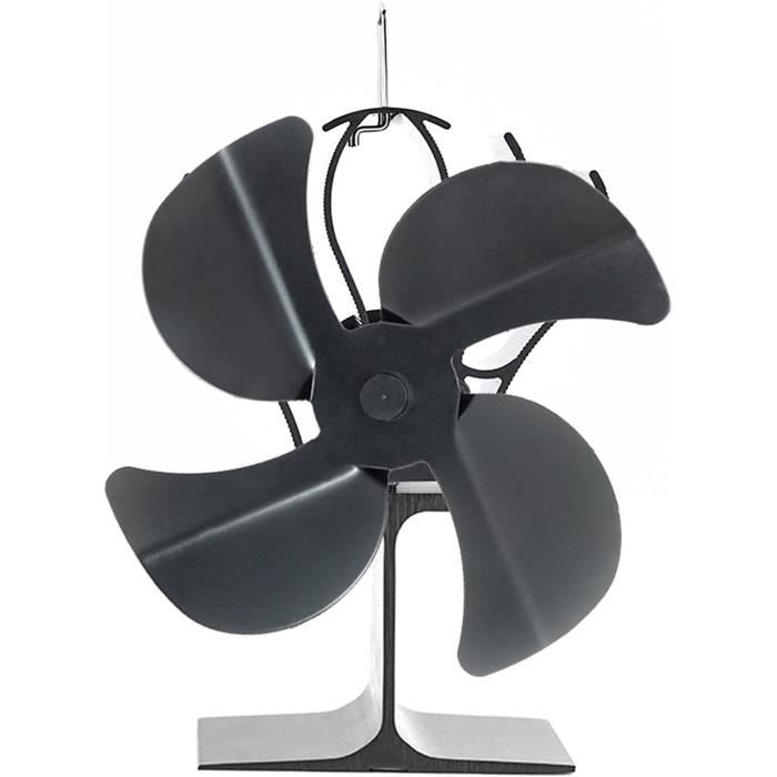 Ventilateur De Poêle à Bois Alimenté Par La Chaleur - Tuyau De Cheminée En Aluminium - Hauteur 16cm - Noir - Neuf
