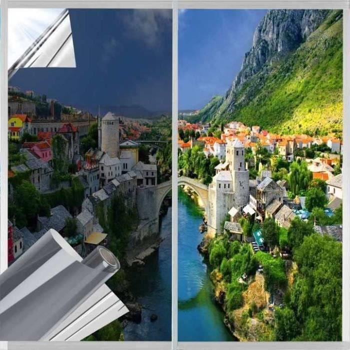 Film Brise-vue Pour Fenêtre - Film Miroir - Transparent - Un Côté