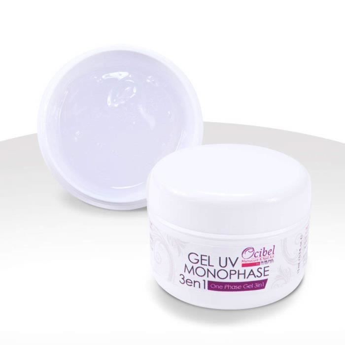 Gel UV Monophase Lina 3 En 1 - Base, Construction, Finition Pour Ongles, 15 Ml, Fabriqué En France